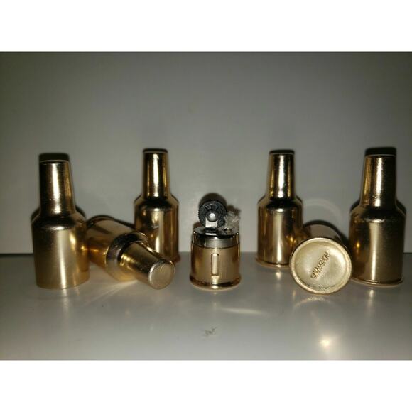 Vintage 6 Old Bottle Shape Lighters Metal Gumball Vending Prizes SKU 29 - Picture 1 of 2